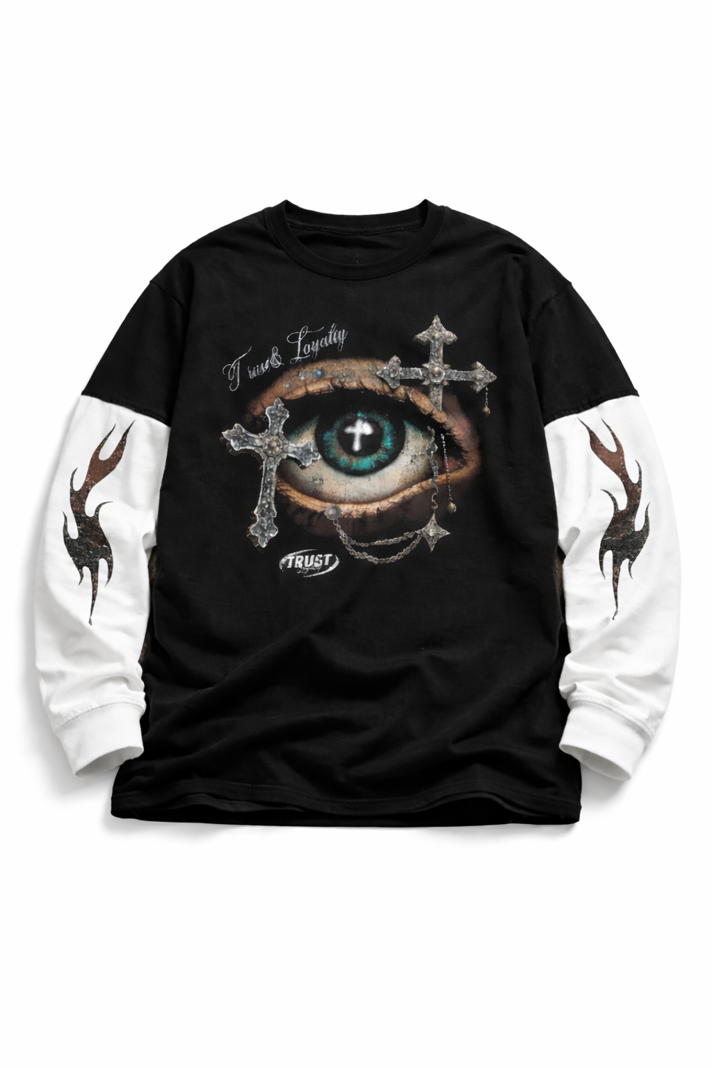 NexusGoods Trust & Loyalty Graphic Oversized Tee – Gothic Eye Print Streetwear T-Shirt