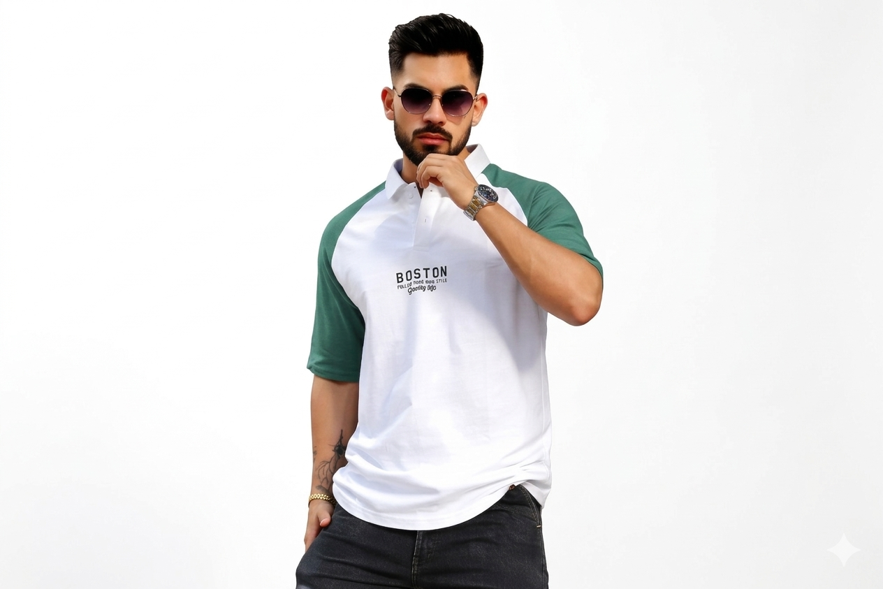 NexusGoods Boston Contrast Sleeve Polo T-Shirt – Premium Casual Slim Fit Tee